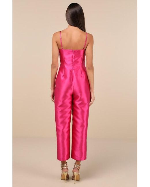 Lulus Pink Contemporary Pose Taffeta Bustier Sleeveless Jumpsuit