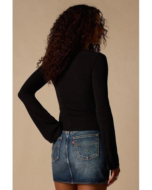 Lulus Black Maelis Ribbed Knit Long Sleeve Boat Neck Top