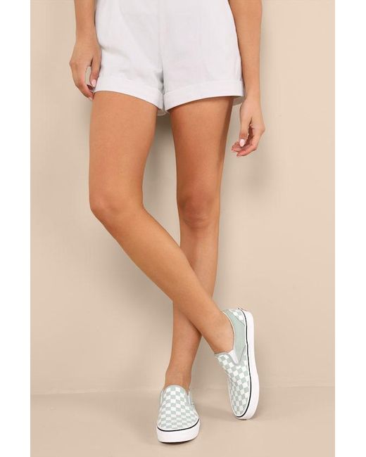 Vans Green Classic Desert Sage Checkerboard Slip-On Sneakers