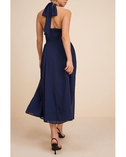 Lulus Blue Conway Halter Midi Dress