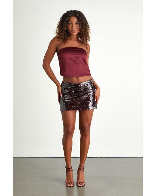 Lulus Red Devine Satin Strapless Crop Top