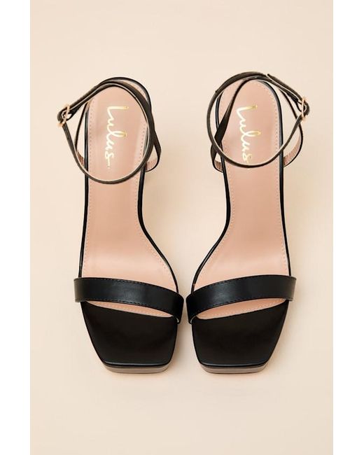 Lulus Black Linda Platform Ankle Strap High Heel Sandals