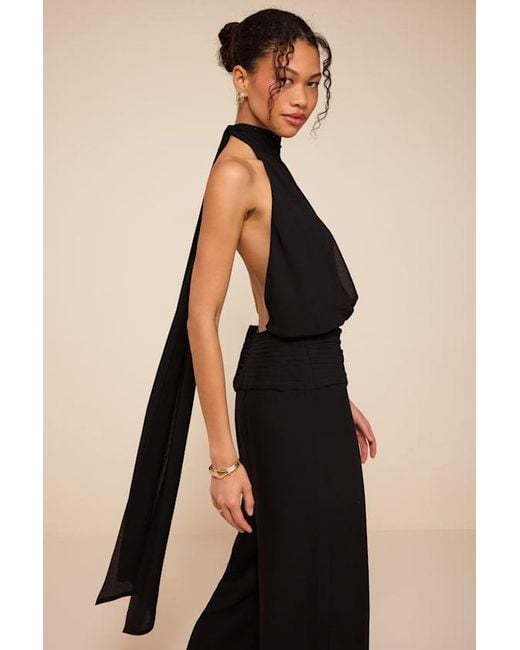 Lulus Black Kacey Backless Halter Jumpsuit