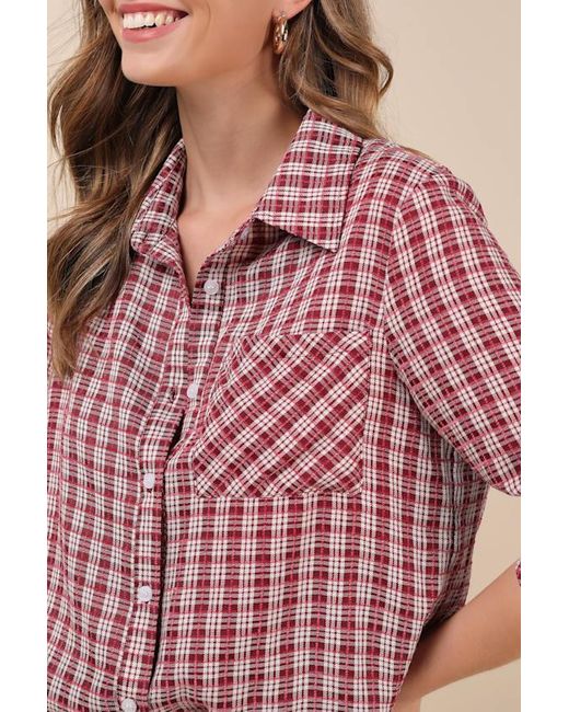 Lulus Classic Attitude Plaid Collared Long Sleeve Button-Up Top