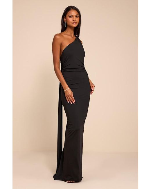 Lulus Natural Cressida Slinky Knit One-Shoulder Mermaid Maxi Dress