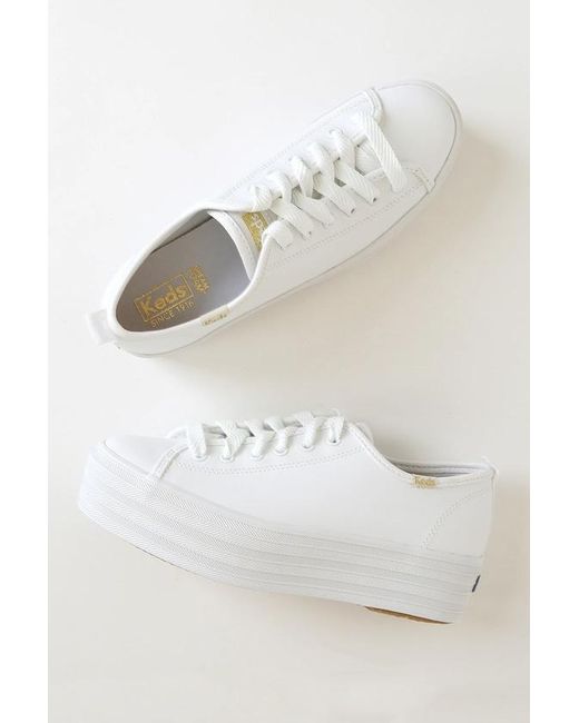 Keds Natural Triple Up Leather Platform Sneakers