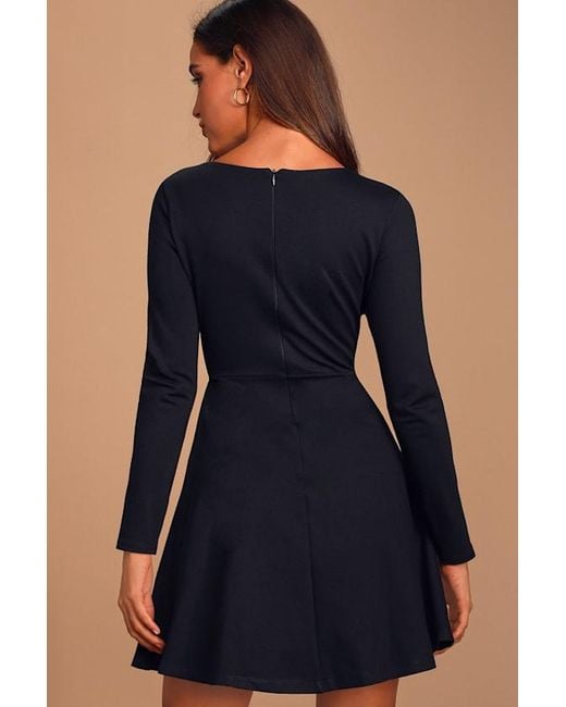 Lulus Forever Chic Long Sleeve Dress in Blue | Lyst