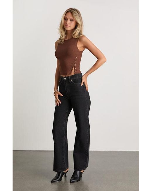 Lulus Brown Michayla Ribbed Knit Side-Button Tank Top