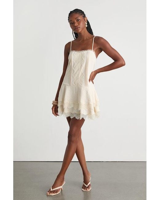lace spaghetti strap dress white Zahara Lace Overlay Thin Strap Mini Dress White