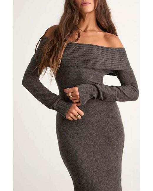 Lulus Gray Ellie Heather Sweater Bodycon Maxi Dress
