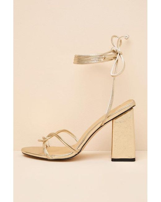 Lulus Natural Adara Lace-Up High Heel Sandals