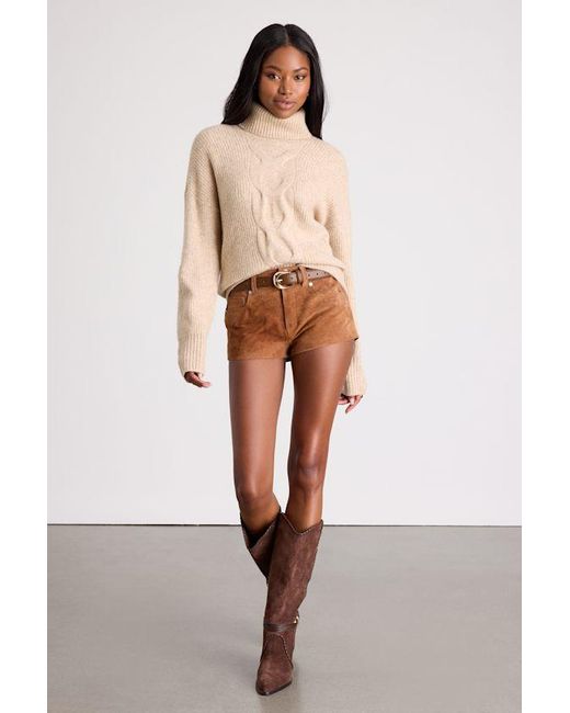 Lulus Natural Tanner Suede Mid-Rise Micro Shorts