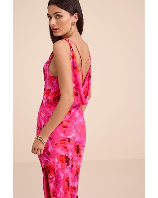 Lulus Pink Marlesa Floral Cowl Back Maxi Dress