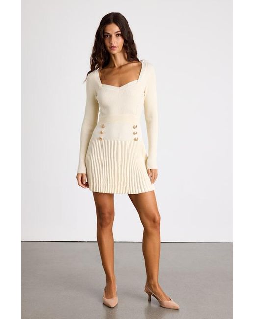 Lulus Natural Chicest Crush Ribbed Long Sleeve Mini Sweater Dress