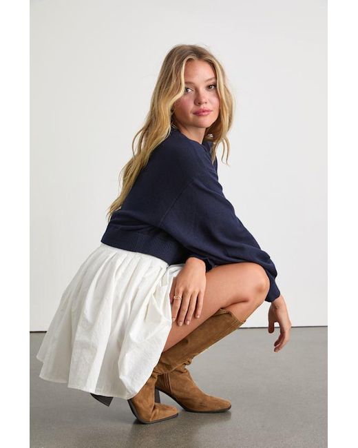 Lulus Blue Contemporary Comfort Layered Pleated Sweater Mini Dress