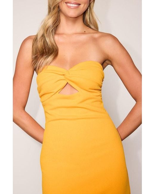 Lulus Yellow Kosha Twist-Front Bodycon Mini Dress