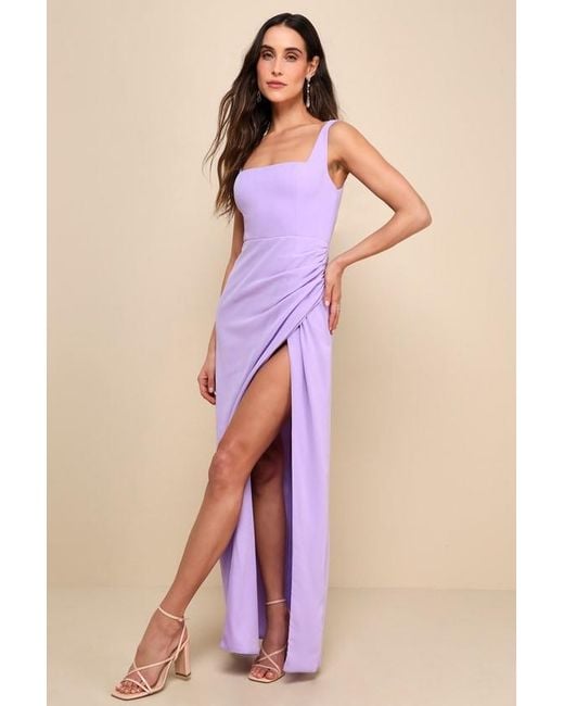 Lulus Purple Glamorous Disposition Ruched Maxi Dress