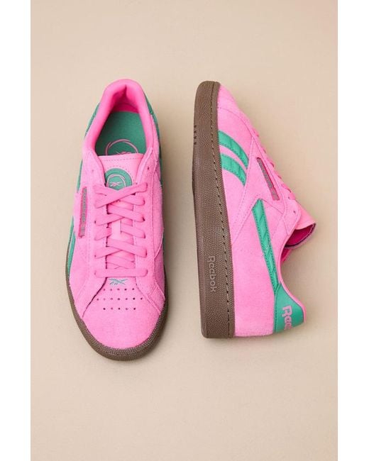 Reebok Pink Club C Grounds Uk Atomic And Upgrade Suede Leather Sneakers