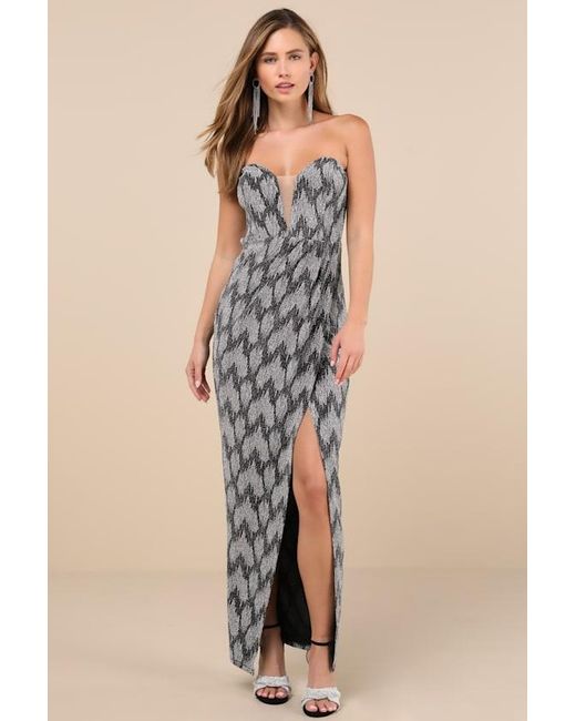 Lulus Metallic Shimmering Rsvp Shiny Lurex Strapless Maxi Dress