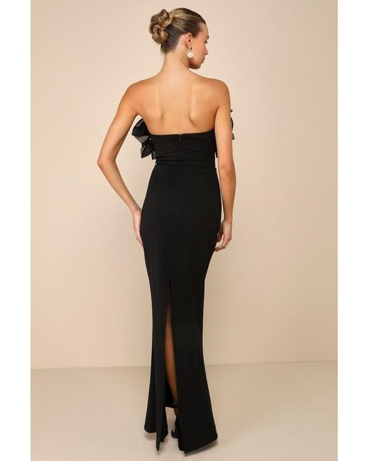 Lulus Black Evening Excellence Ruffled Strapless Mermaid Maxi Dress