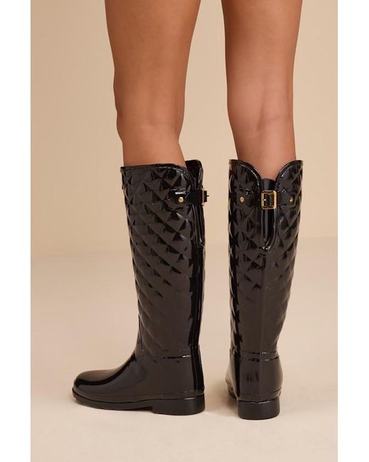 Hunter Black Refined Quilted Tall Rain Boots
