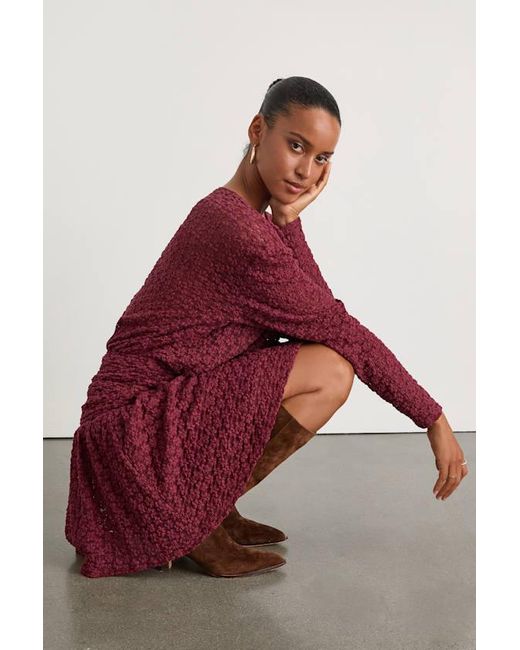 Lulus Zallie Textured Knit Ruched Long Sleeve Mini Dress