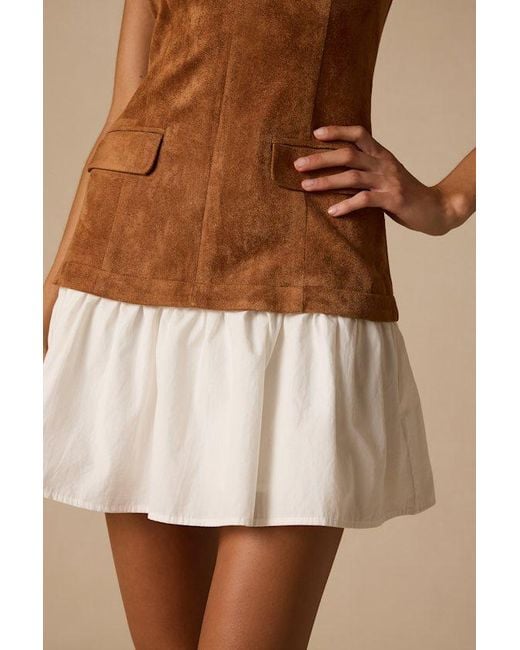 Lulus Brown Rana Suede Drop Waist Mini Dress