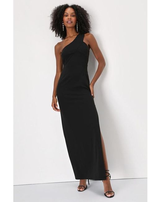 Lulus Black Stun The Soiree One-Shoulder Maxi Dress