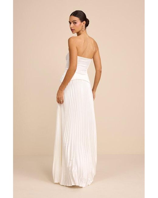 Lulus Natural Dovey Satin Pleated Maxi Dress