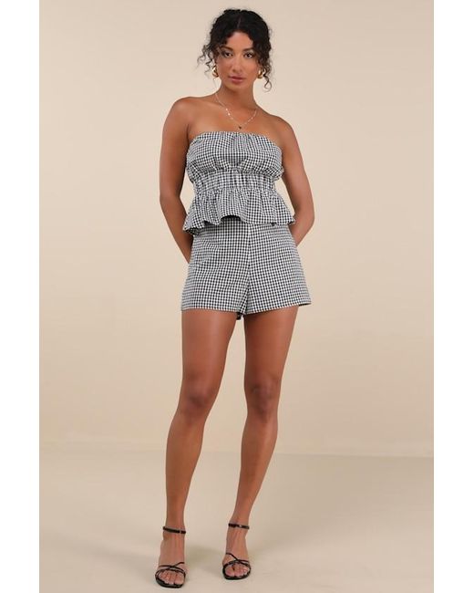 Lulus Gray Daisley And Gingham Shorts
