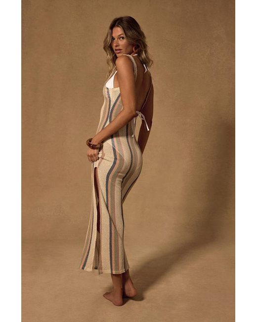 Lulus Brown Cabana Striped Crochet Maxi Swim Cover-Up