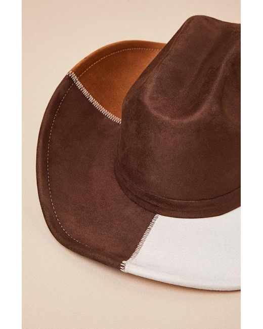 Lulus Brown Faithe Color Block Suede Cowboy Hat