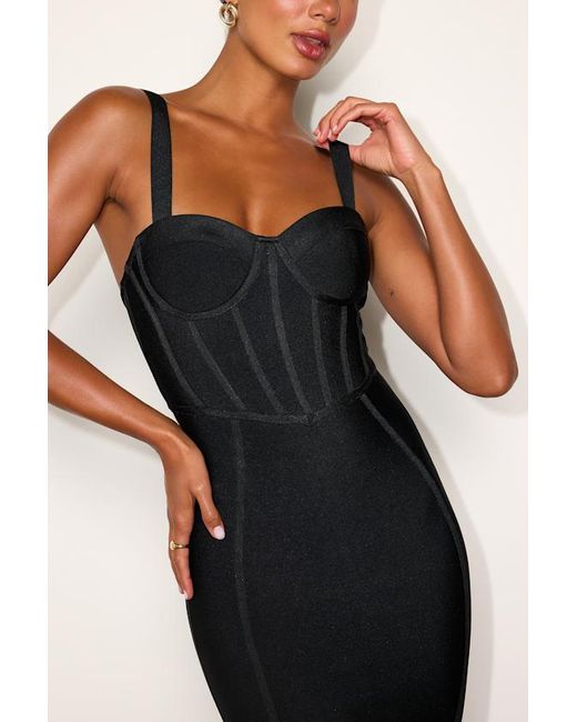 Lulus Black Althea Bandage Knit Bodycon Midi Dress