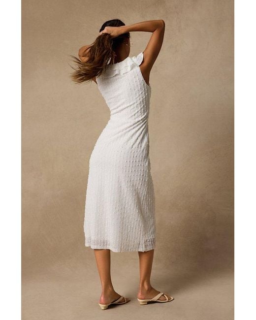 Lulus Natural Shayla Textured Ruffled Midi Dress