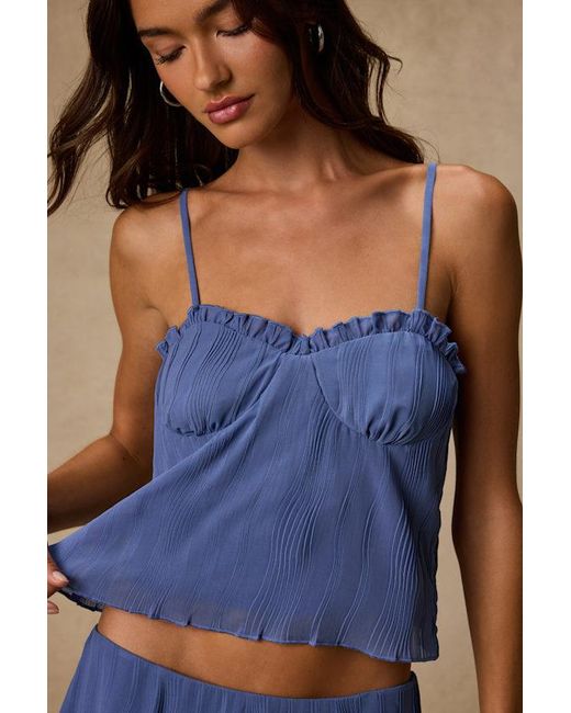 Lulus Blue Paola Textured Ruffled Cami