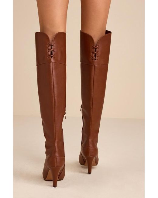 Lulus Brown Milee Pointed-Toe Over-The-Knee Boots