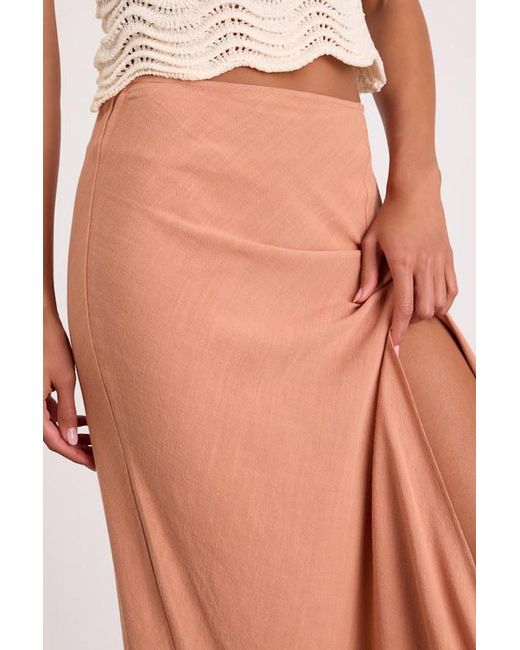 Lulus Brown Ronan Linen High-Rise Maxi Skirt