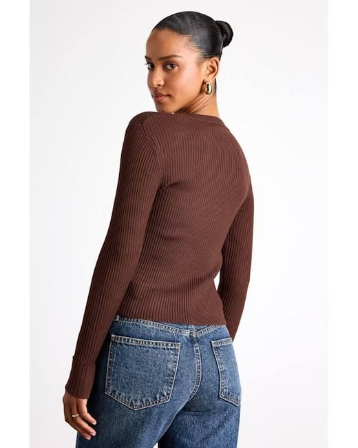 Lulus Basics Brown Karlee Ribbed Knit Long Sleeve Sweater Top