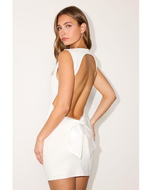 Lulus White Florentina Backless Bow Mini Dress