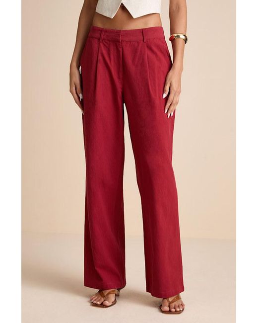 4th & Reckless Red Vivian Mid-Rise Straight Leg Trouser Pants