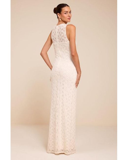 Lulus Natural Asteria Lace Column Wedding Dress