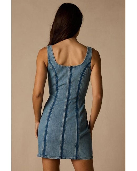 Levi's Blue Seamed Zip Medium Wash Denim Mini Dress