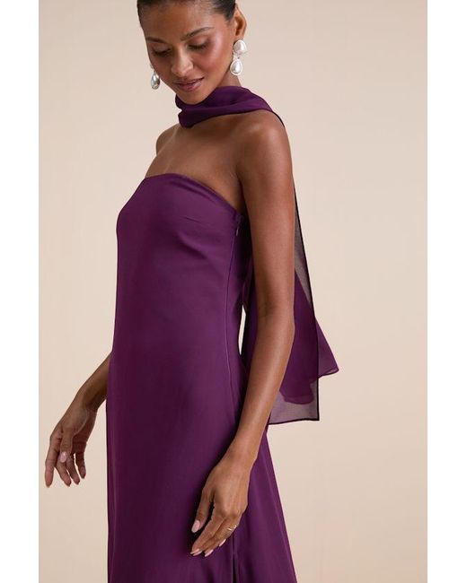 Lulus Purple Rawya Strapless Maxi Dress And Scarf Set