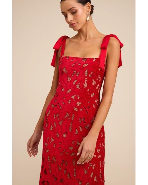 Lulus Ramsey Embroidered Tie-Strap Maxi Dress