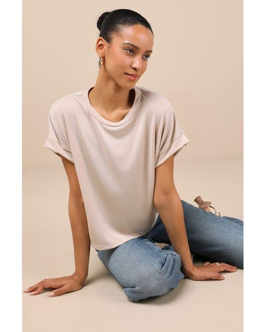 Lulus Natural Cool Instincts Short Sleeve Top