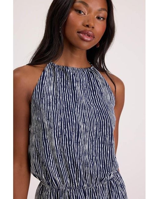 Lulus Blue Amadora Striped Halter Romper
