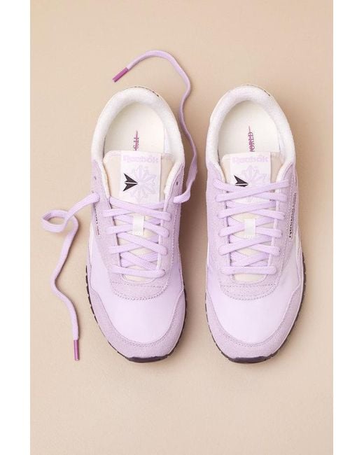 Reebok Purple Classic Az And Chalk Lace-Up Sneakers