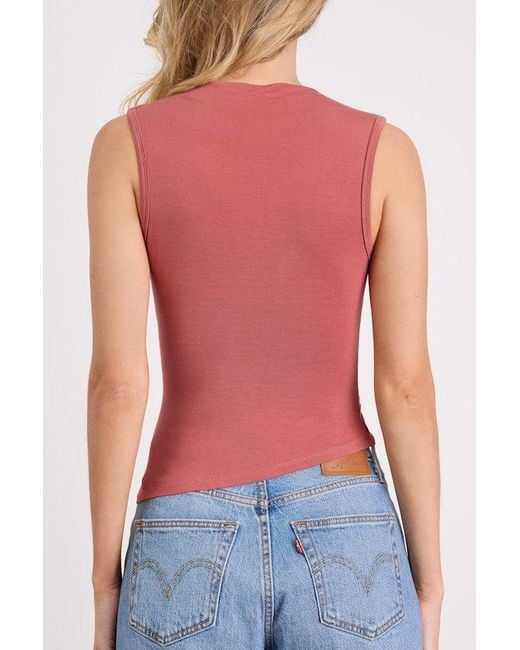 Lulus Red Liz Rusty Rose Jersey Knit Mock Neck Tank Top