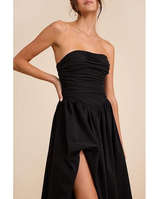 Lulus Natural Marilou Strapless Ruched Lace-Up Maxi Dress