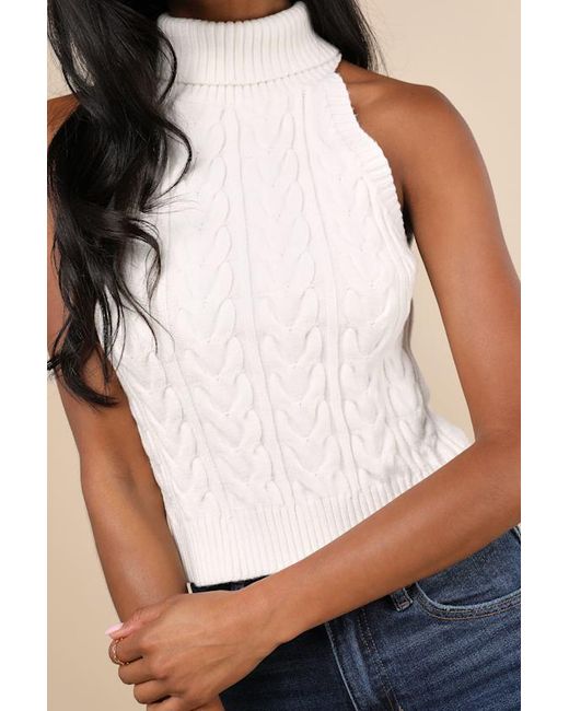 Lulus White Cutest Consideration Turtleneck Halter Top